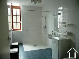 Shows the diabled-friendly wet room in the second house (gîte). This prioperty has estra wide doors throughout and suits wheelchair access