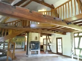 double height ceiling and fire place