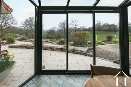 Aussicht vom Esstisch auf der Veranda