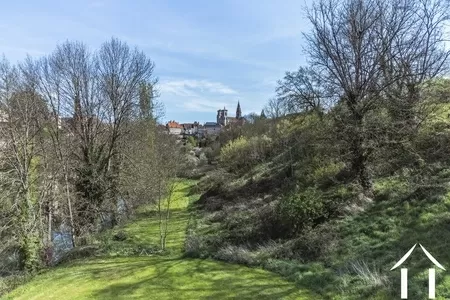 Blick durch die Wiese zur Stadt